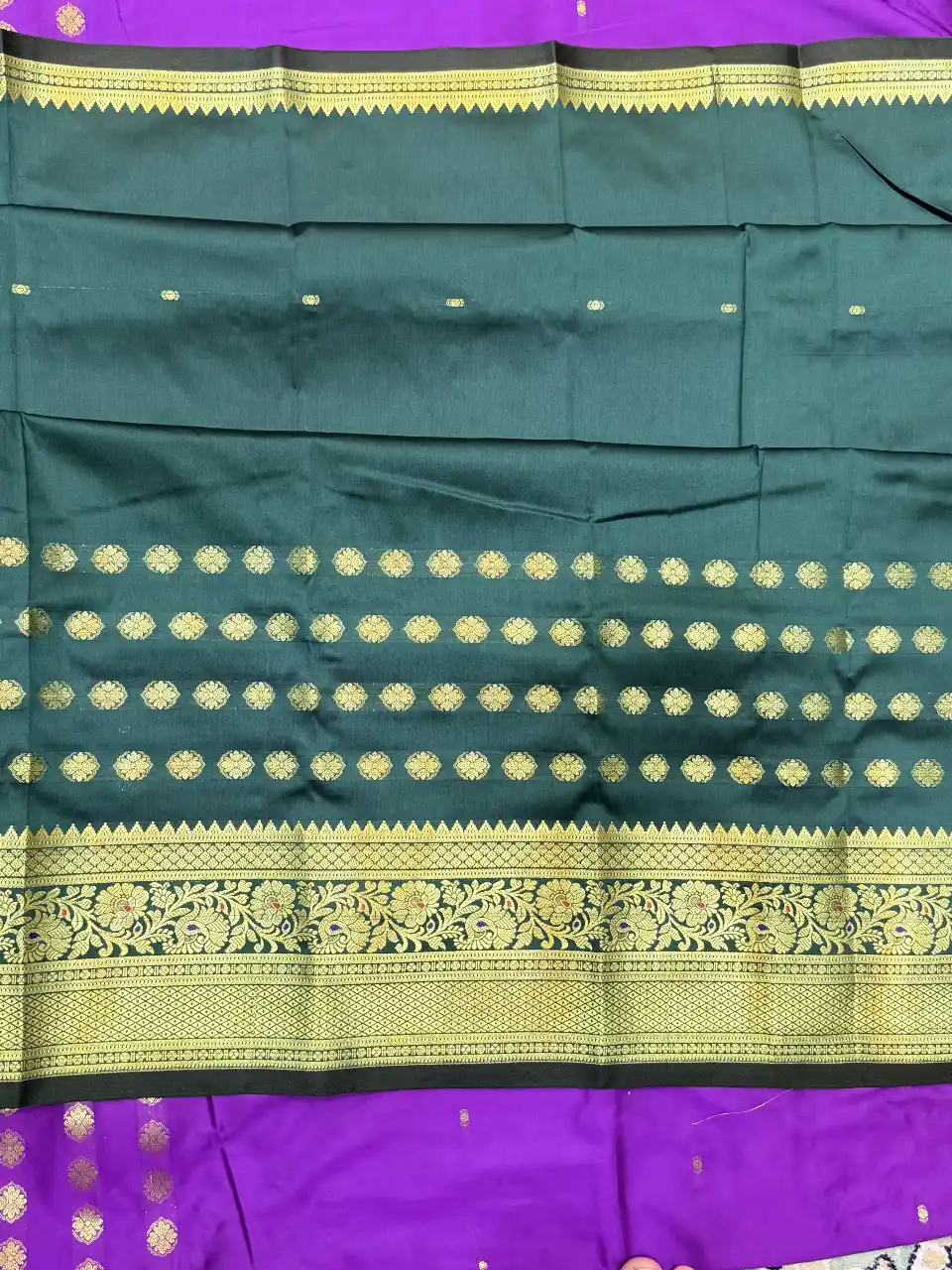 Royal Purple Banarasi Silk Saree with Traditional Zari Border, view 6
