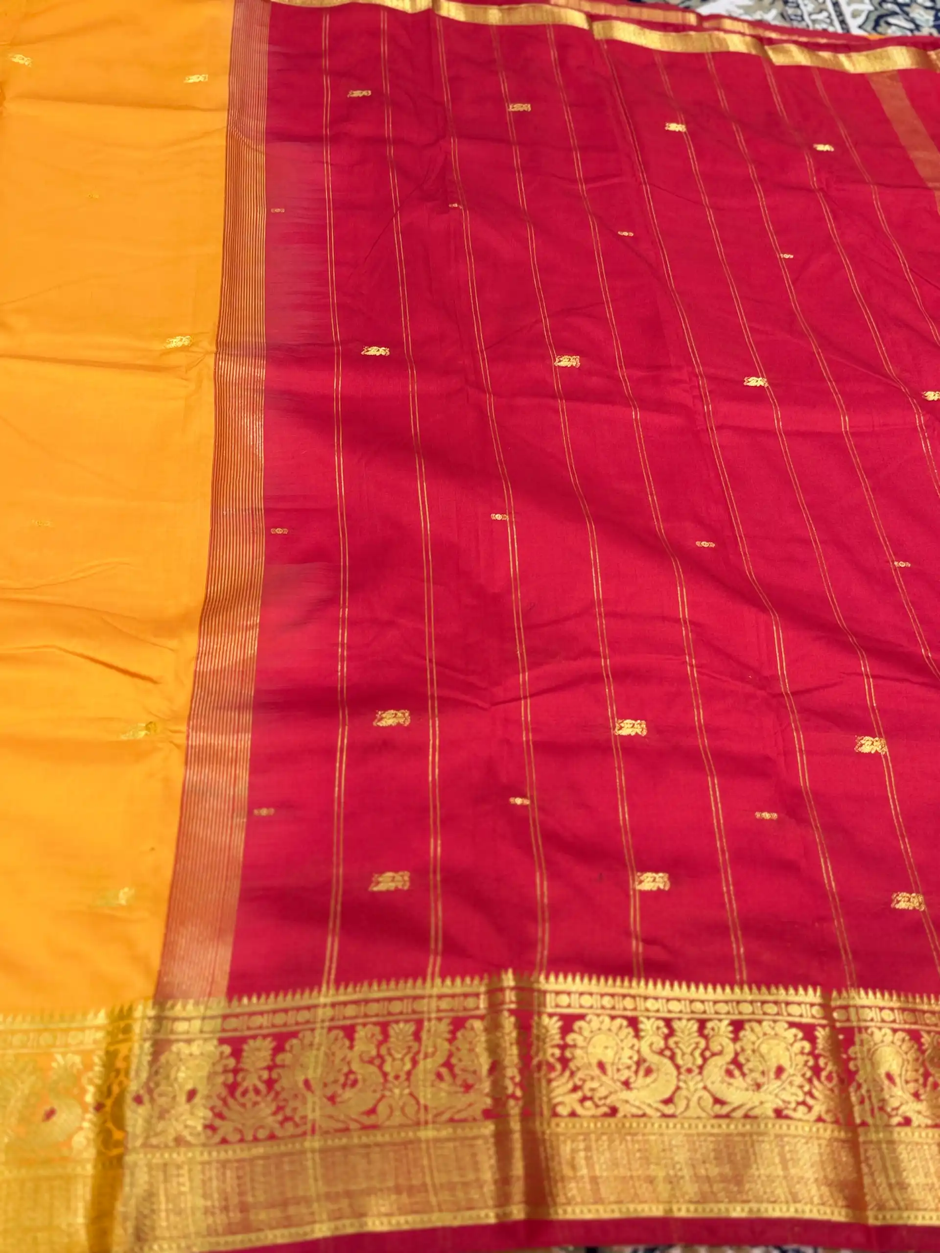 Haldi Yellow & Rani Pink Traditional Banarasi Saree with Rich Zari Work, view 6