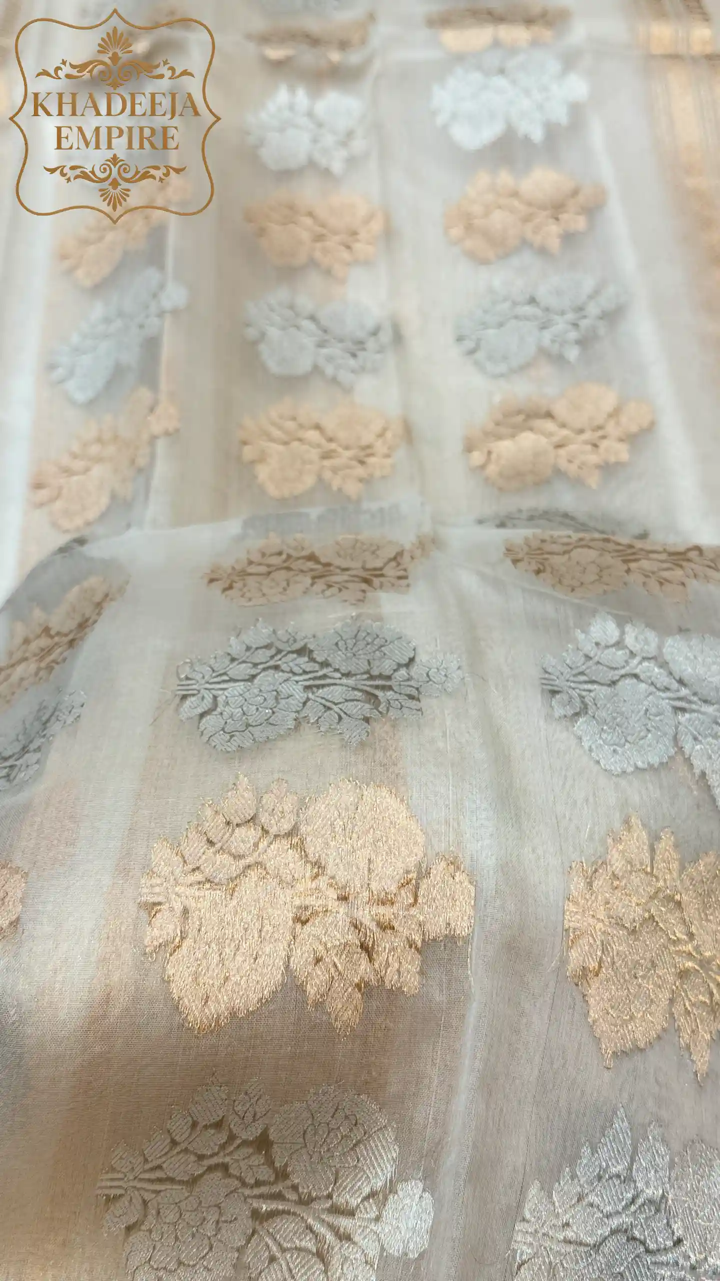 Traditional Pure Kora Tissue Handloom Silk Saree with Floral Zari Motifs, view 6