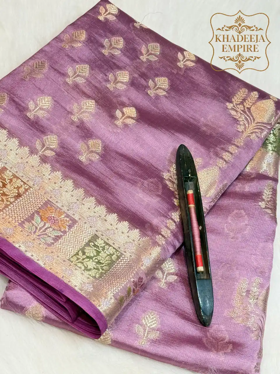 Royal Lavender Pink Pure Mango Silk Banarasi Handloom Saree, view 1