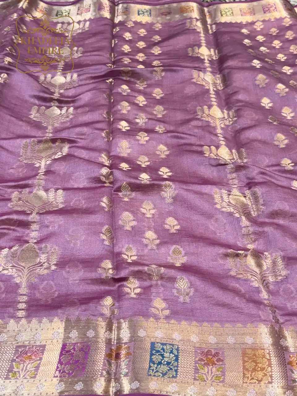 Royal Lavender Pink Pure Mango Silk Banarasi Handloom Saree, view 4