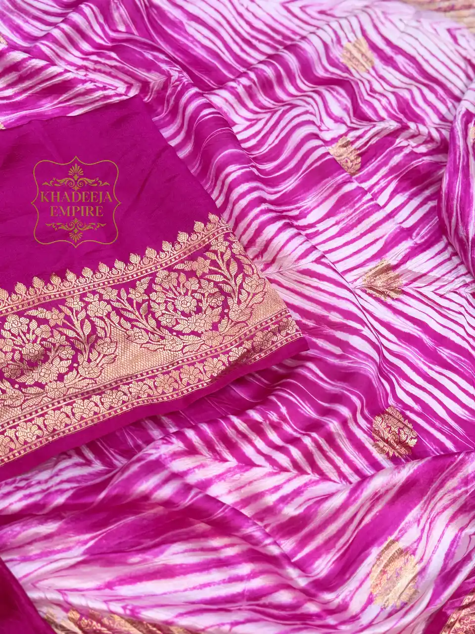 Pink Pure Mango Silk Handloom Kadwa Banarasi Saree with Gold Zari Butis, Intricate Floral Brocade Border & Rich Woven Pallu, view 4